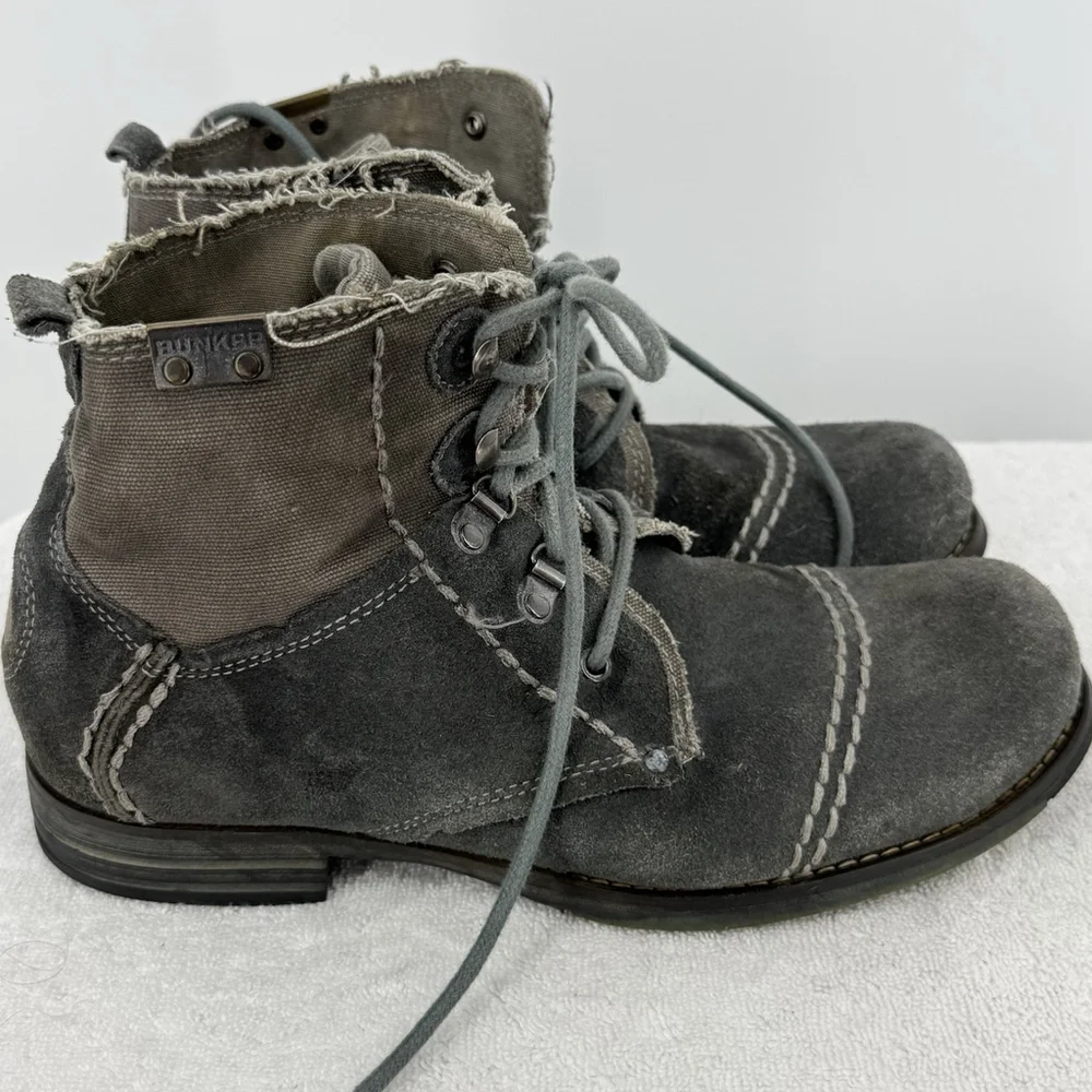 Bunker Boots Suede Lace Up Combat Boots Tara Size 8.5 Tibet Tin